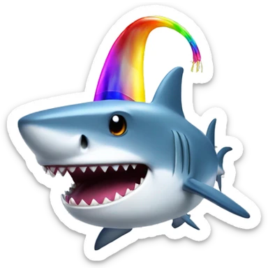 shark with a rainbow top hat sticker