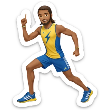 jesus in adidas clothes looking cool doing Usain bolt's move sticker