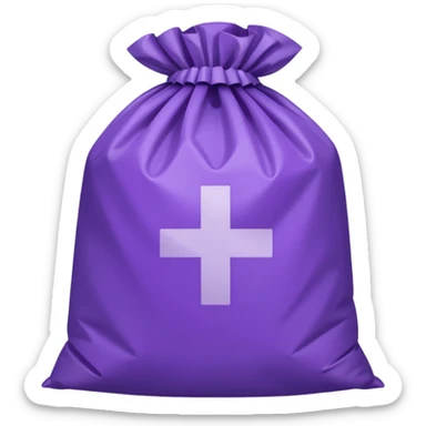 purple trash bag with subtle Swiss cross, octagonal sticker shape, no text sticker