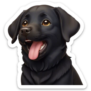 Cinematic Cute Yawning Black Labrador Portrait Emoji, Head tilted slightly with a dramatic, wide-open yawn, showcasing a smooth black Fur with a velvety texture, floppy ears slightly drooping, round brown eyes barely open in drowsy contentment, Simplified yet irresistibly adorable features, highly detailed, glowing with a soft, cozy glow, high shine, relaxed yet expressive, stylized with a touch of whimsy, bright and endearing, soft glowing outline, capturing the essence of a sleepy yet affectionate companion, so drowsy it feels like it could stretch out of the screen and curl up for a nap! sticker