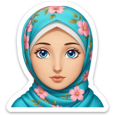 Turkish beautiful finish Konya girl blue eyes with floral hijab smells Essential Oils  sticker