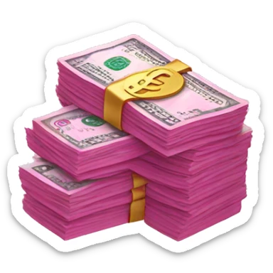 Pink ombre money stack with glitter  sticker