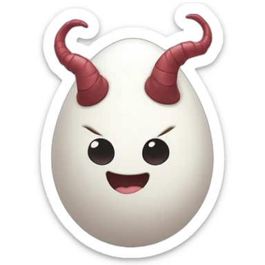 White egg. Lying in his underpants. One arm supports the head, the other holds the floor. The face is playful, there are demon horns on the head. sticker