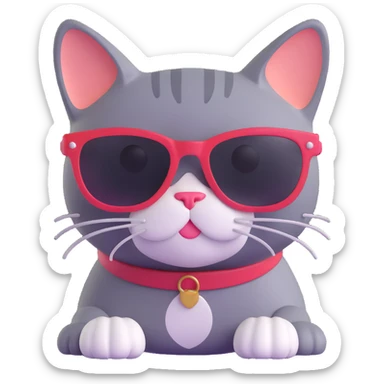 cat wearing sunglasses, vibrant and fun sticker