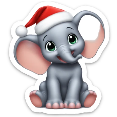baby Dumbo wearing Christmas hat sticker