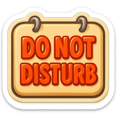 rectangular door sign with rounded corners, beige, flat, with light shadow, retro sticker style, two nails hammered at the top of the sign, transparent background sticker