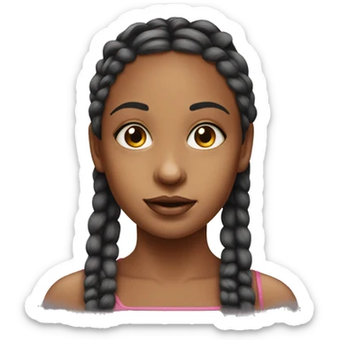 realistic portrait of beautiful girl with braids  sticker
