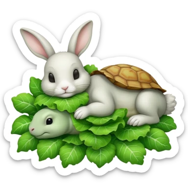  lapin qui dort et la tortu qui mange de la letu sticker