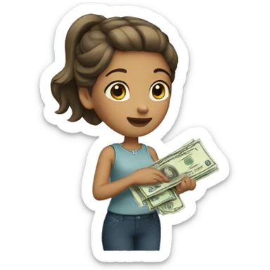 girl paying money sticker