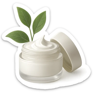 face cream jar with a plant element, no text sticker