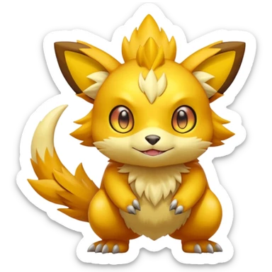 Radiant Bright Sun-Toned Vibrant Golden Pokémon-Fakémon-Digimon-Creature, (full body) sticker