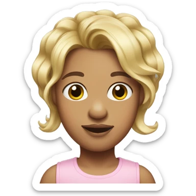 oily pink pig with medium blonde hair bangs sticker