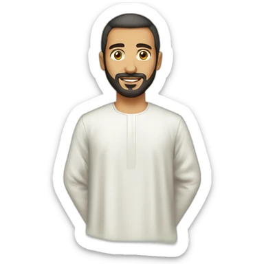 Mamdouh aldefari, a Saudi man with short hair and fully beard and egg shaped face and wearing Saudi thobe sticker