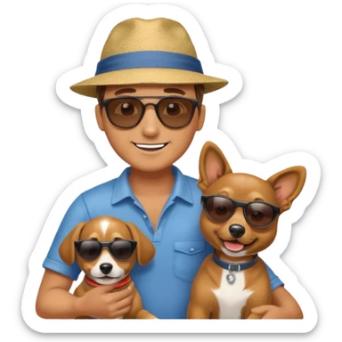 Men is playing with his dog sticker