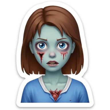 girl zombie brown hair and blue eyes sticker
