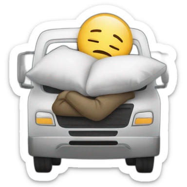 sleeping truck driver with pillow behind his head sticker