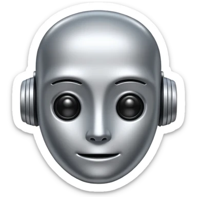 ai robot emoji, simple, expressive face sticker