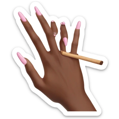 feminine pale hand with baby pink nails holding smoking palo santo realistic soft textures sticker