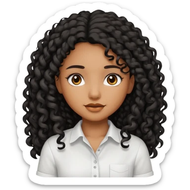 Uma menina morena cabelo cacheado longo e preto  sticker