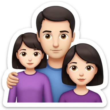 dad short dark hair mom short dark hair daughter light hair daughter dark hair europeans sticker