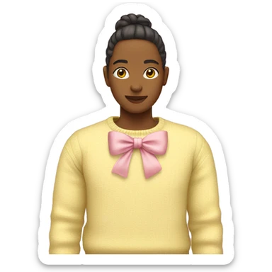Yellow sweater with soft pink bow sticker