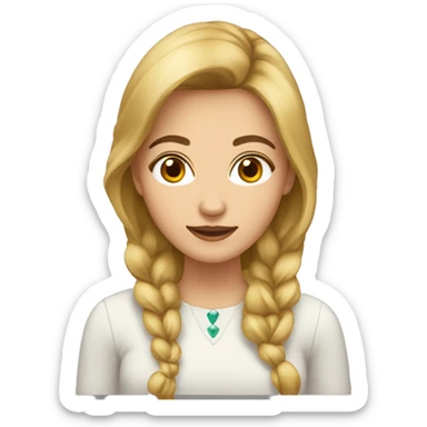 Mujer blanca con ojos marrones pelo castaño y largo sticker