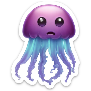 sad jelly fish with sad face and sad very sad  sticker
