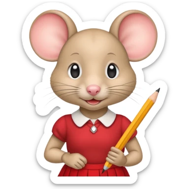 Une souris avec jupe rouge à l'école sticker