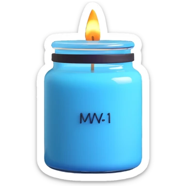 sky blue scented candle with a glass jar and subtle wax texture sticker