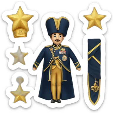 Sultan Mustafa 19th century navu uniform with awards and stars sticker