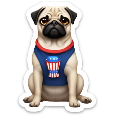 4th of July pug sticker