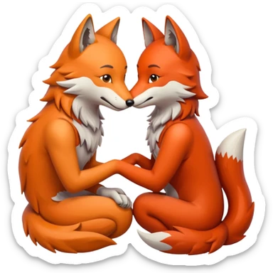 the wolf and the fox embrace sticker