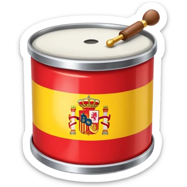 Quiero un emoji que sea un tambor de metal con la bandera de España  sticker