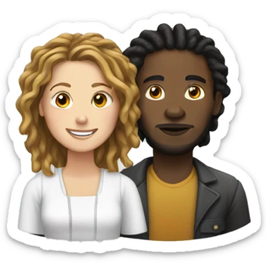 black man with dreads with white woman with brown hair  sticker