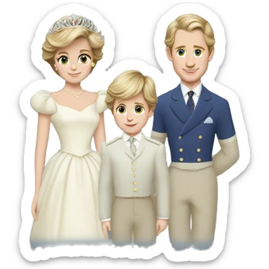 princess diana and prince charles and their sons sticker
