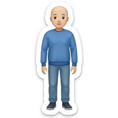 mature bald man sweatshirt and jeans full body sticker