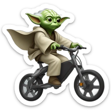 Yoda jumping on ebike sticker