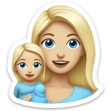 blue eyed blonde mom and baby girl sticker