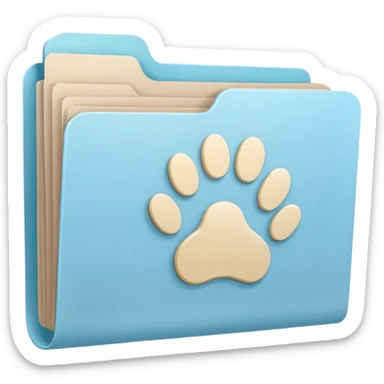 a pastel folder of documents with a pawprint on it sticker