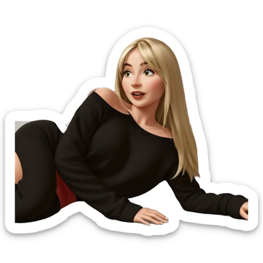 blonde girl in cozy sweater sticker