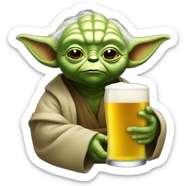 Yoda drink a beer sticker