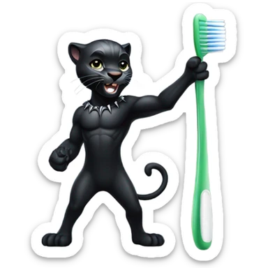Black panther brushing teeth sticker