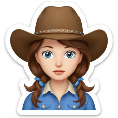Cowgirl brown hair, estroil blue sticker