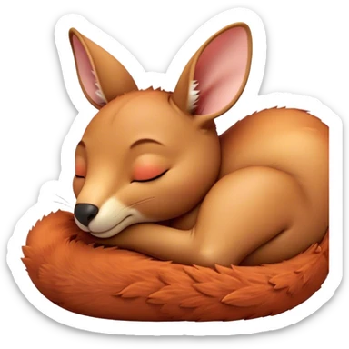 Meme-Worthy Cute Sleeping Kangaroo Portrait Emoji, Head resting peacefully with a contented smile, showcasing a robust build and a luxuriously soft red-orange fur, eyes shut in a serene, restful nap, Simplified yet hilariously adorable features, highly detailed, glowing with a soft, drowsy light, high shine, relaxed and utterly lovable, stylized with an air of playful laziness, bright and heartwarming, soft glowing outline, capturing the essence of a comically sleepy kangaroo, so meme‐worthy it feels like it could instantly become the next viral sensation of adorable slumber! sticker