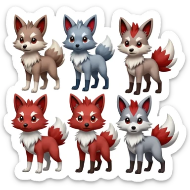 Lycanroc-Poochyena-Zangoose-Zorua-fusion sticker