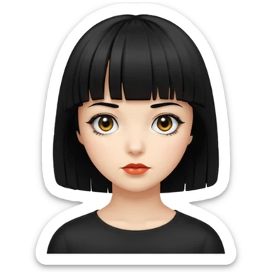Blackeyes Girl with black bob hair and bang sticker