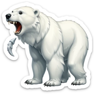 Polar bear with sabertooth fangs and a wolf’s tail; full body sticker