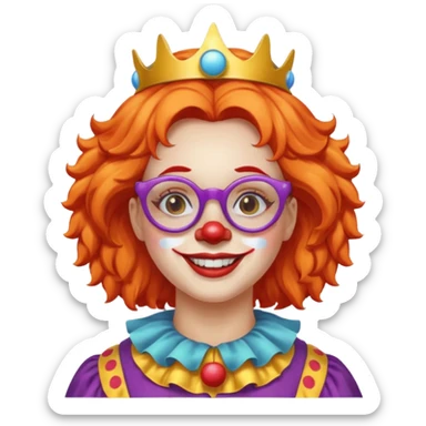 female clown with saint's halo with glasses sticker