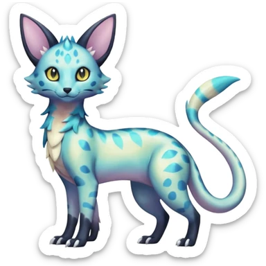 Shiny Pastel White Iridescent Celestial Salandit-Umbreon-Genet-Noivern-Noibat-Serval-Hybrid (Full body) sticker
