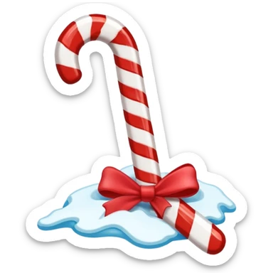 Broken Candy Cane: Cane snapped in half with sugar pieces falling. sticker